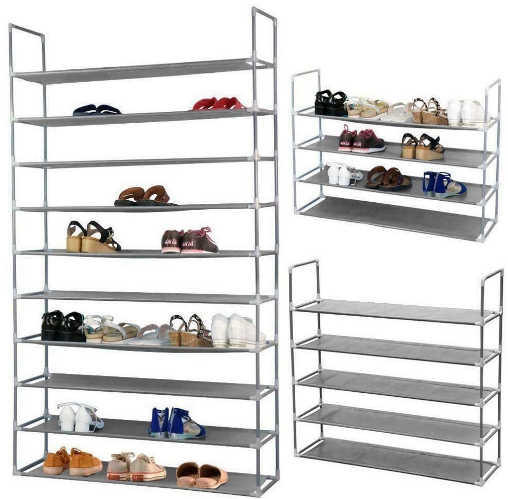 10 Tier 50 Pairs Shoe Rack Storage Organizer Shoe Tower Shelf Free Standing