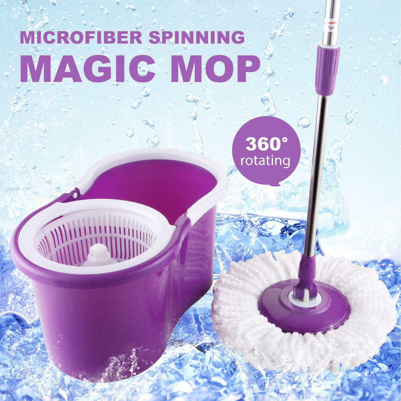Microfiber Spinning Magic Spin Easy Floor Mop with Bucket 2 Heads 360°Rotating