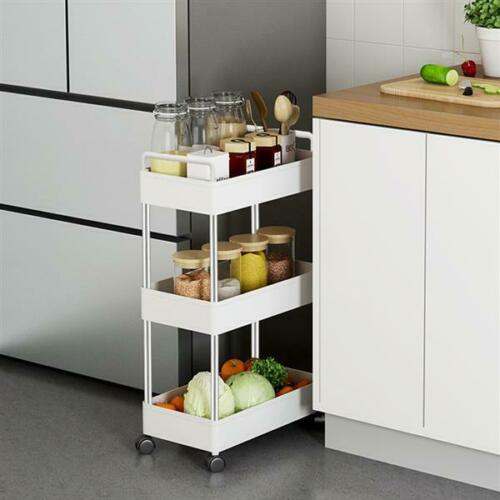 3-Tier Rolling Utility Bathroom Kitchen Cart Mobile Storage Organizer Trolley US