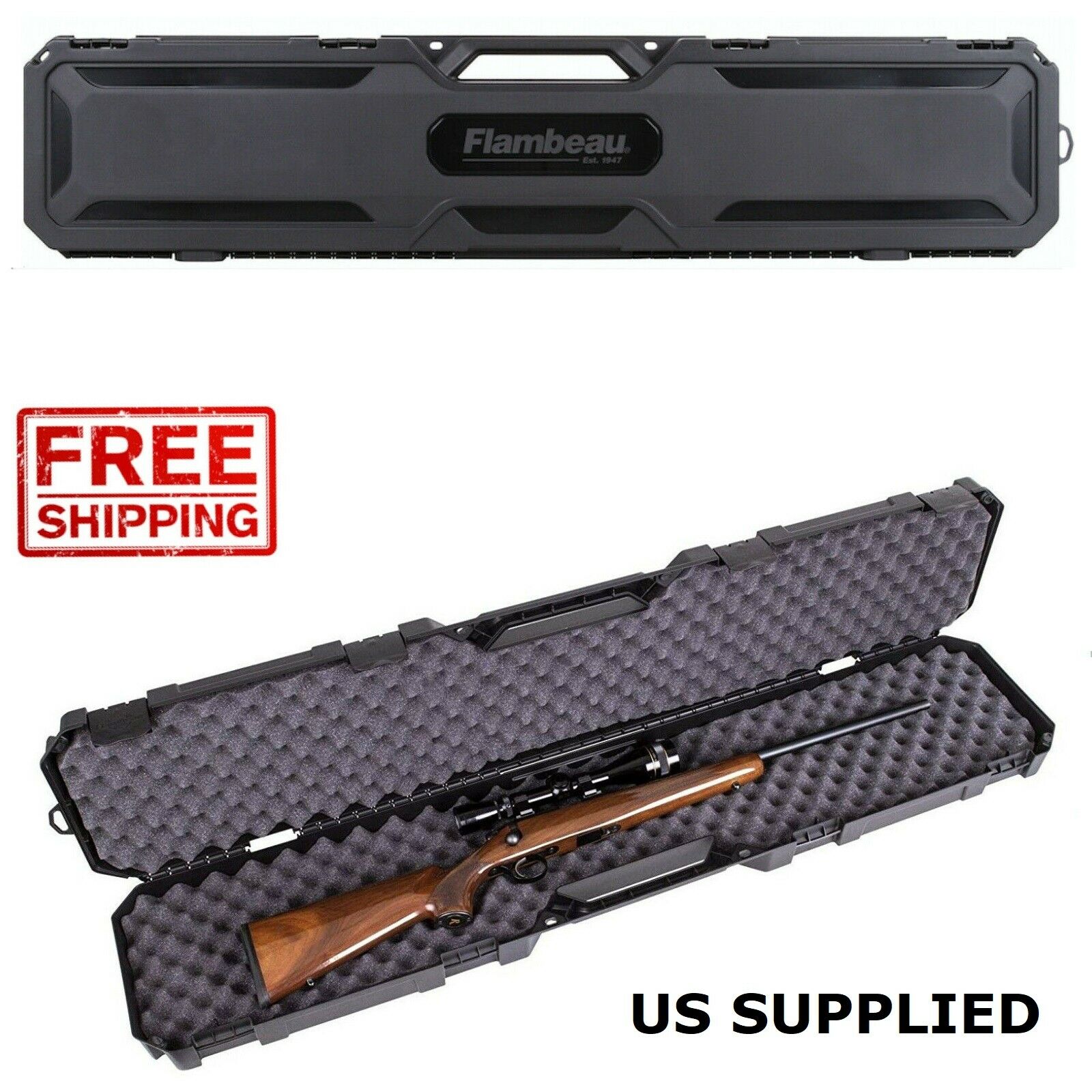 RIFLE SHOTGUN HARD Carry Case Single Gun Storage Box Padded Tactical Hunting NEW