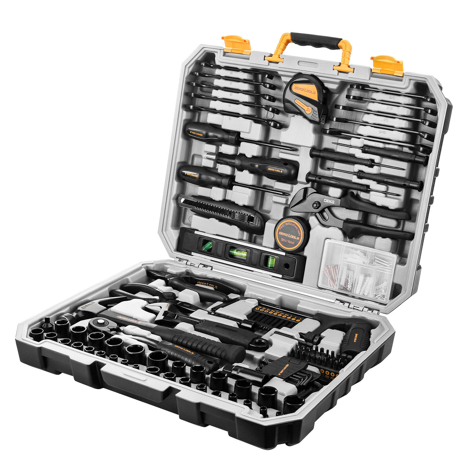 DEKOPRO 218-Piece General Household Hand Tool kit, Auto Repair Tool Set for Home