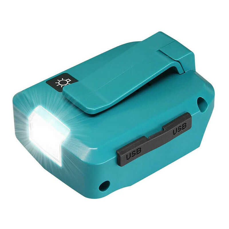 USB Power Source w/ LED Light 2 USB Ports For Makita 14.4-18V Li-ion LXT Battery