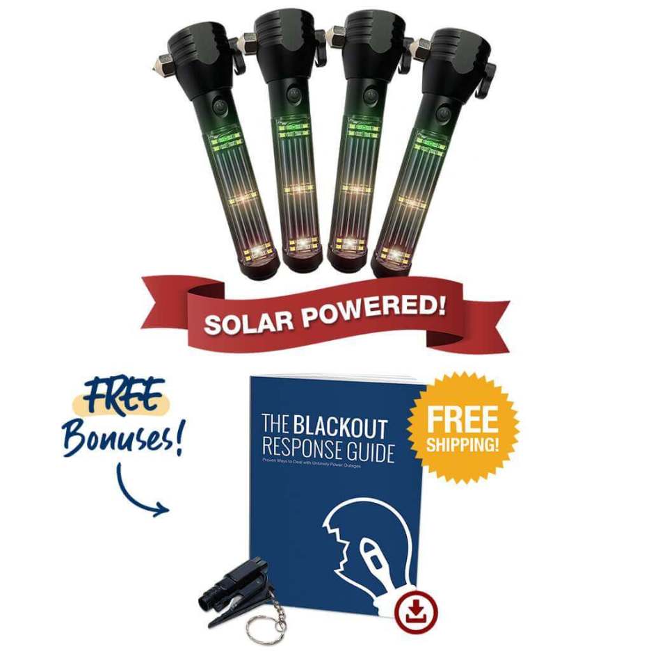 Tactical Solar Flashlight - 4 Pack