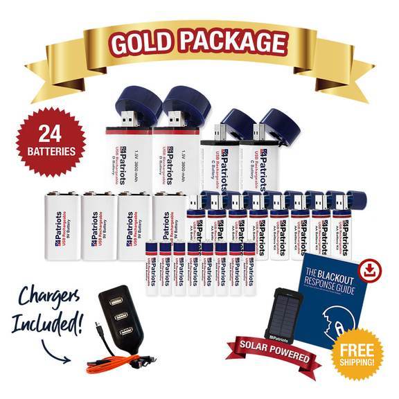 USB-Rechargeable Battery Variety Pack - Gold